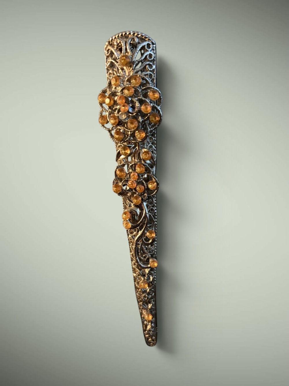 Large Silver Tone Hair Clip